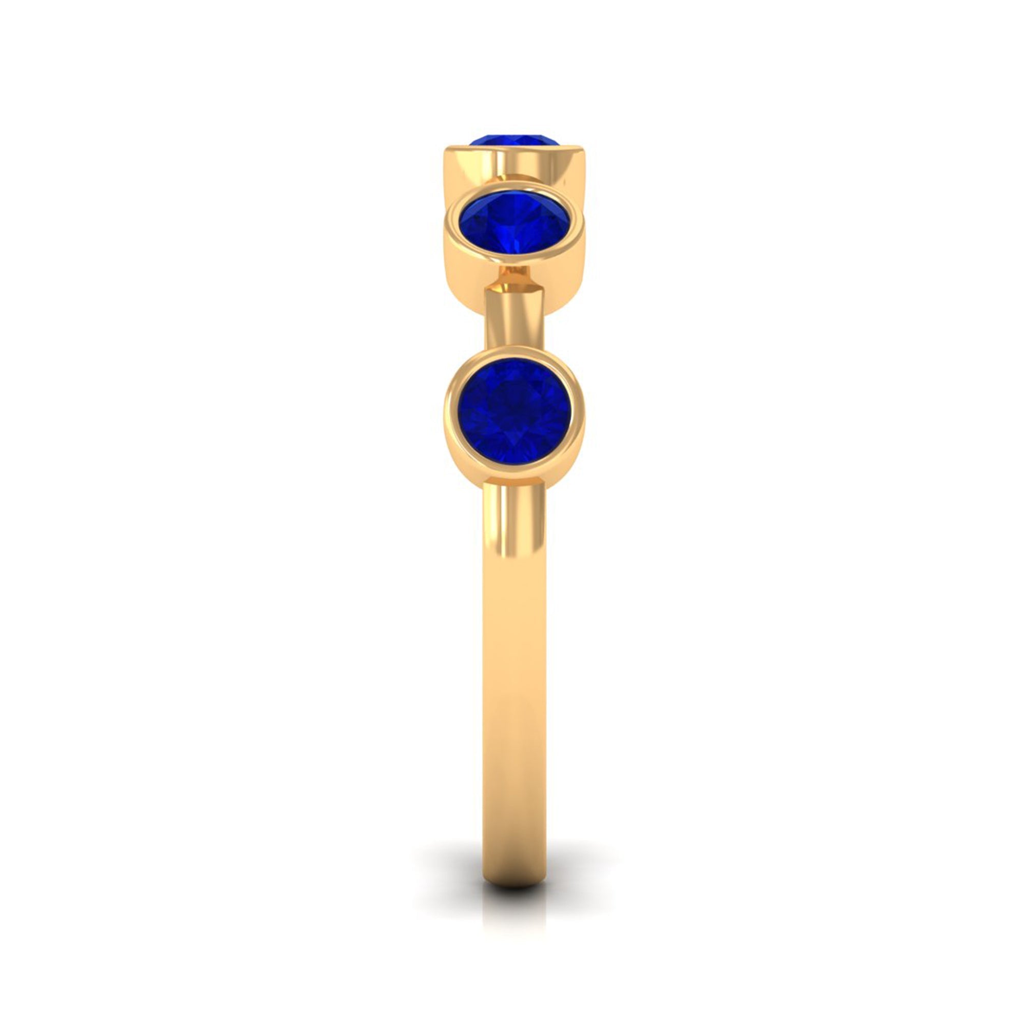 Real Bezel Set Blue Sapphire Half Eternity Ring for Women