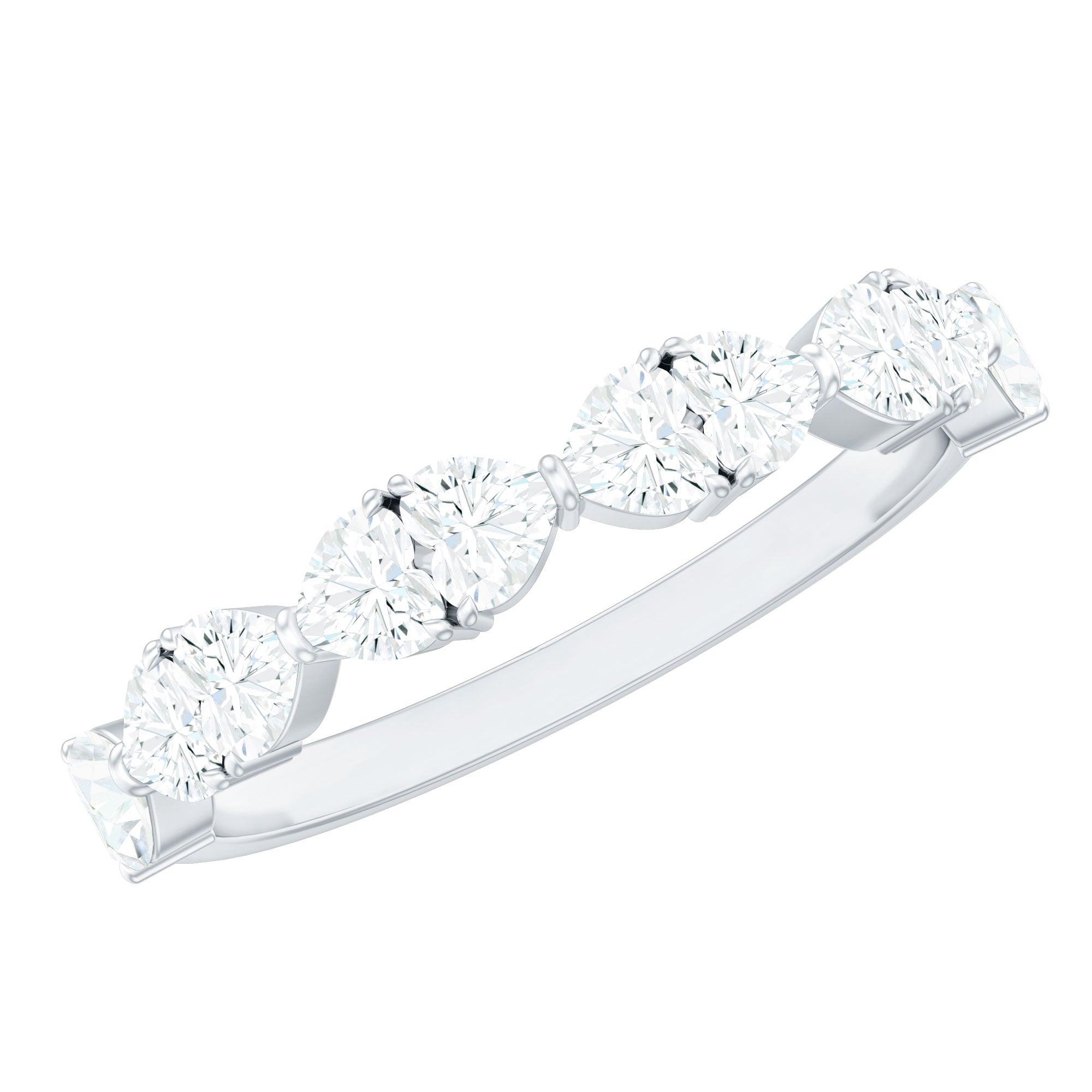 Heart Shaped Moissanite Wedding Band for Women