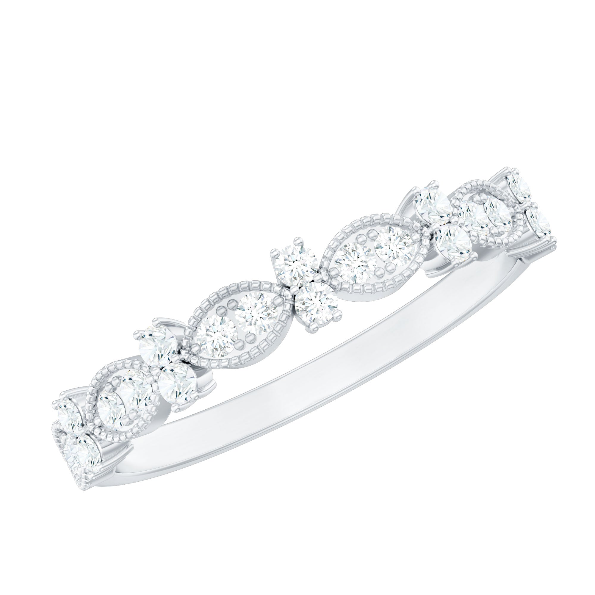 Designer Diamond Half Eternity Ring for Valentines