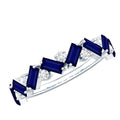 Certified Real Baguette Blue Sapphire Half Eternity Ring with Diamond