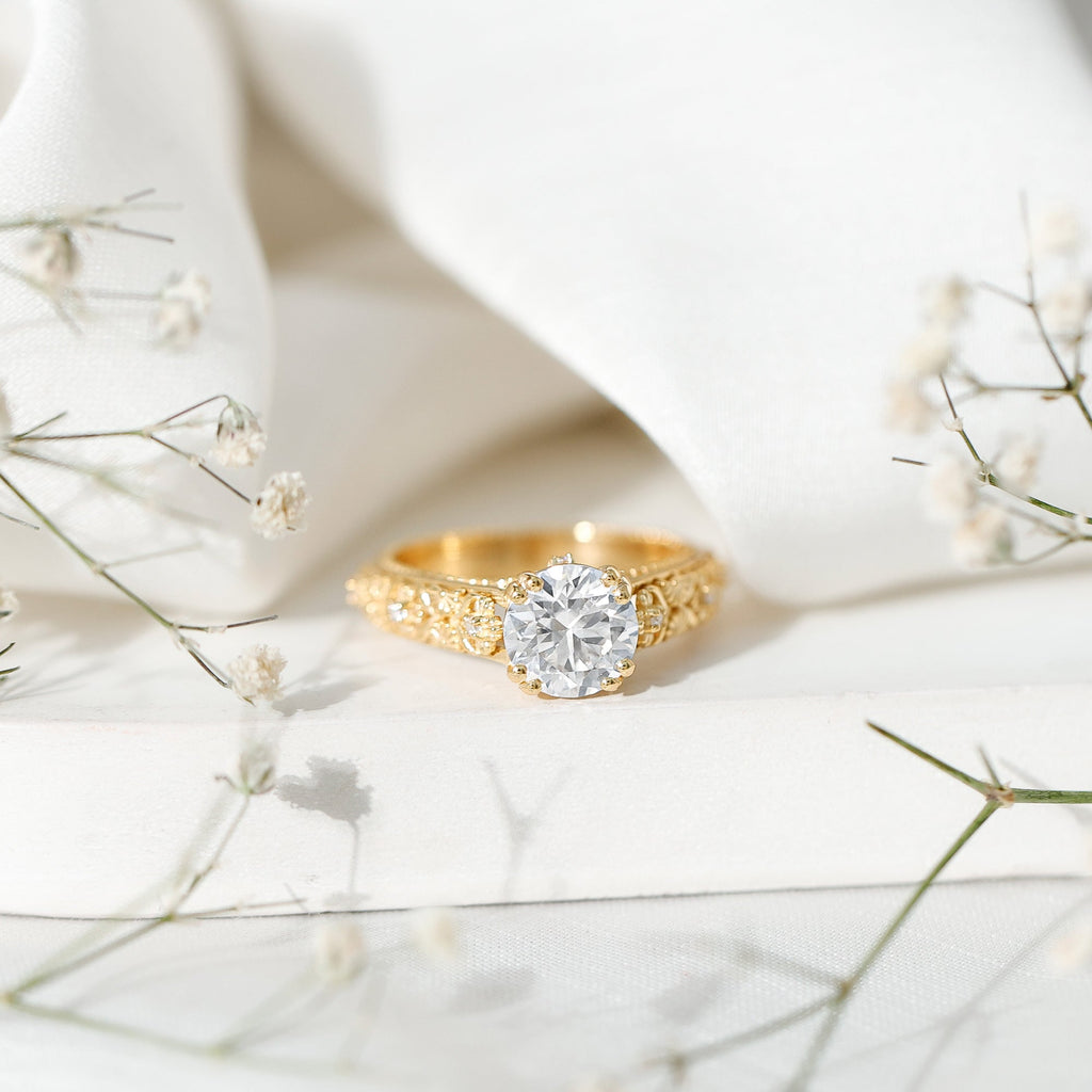 2 Carat Moissanite Double Prong Vintage Engagement Ring