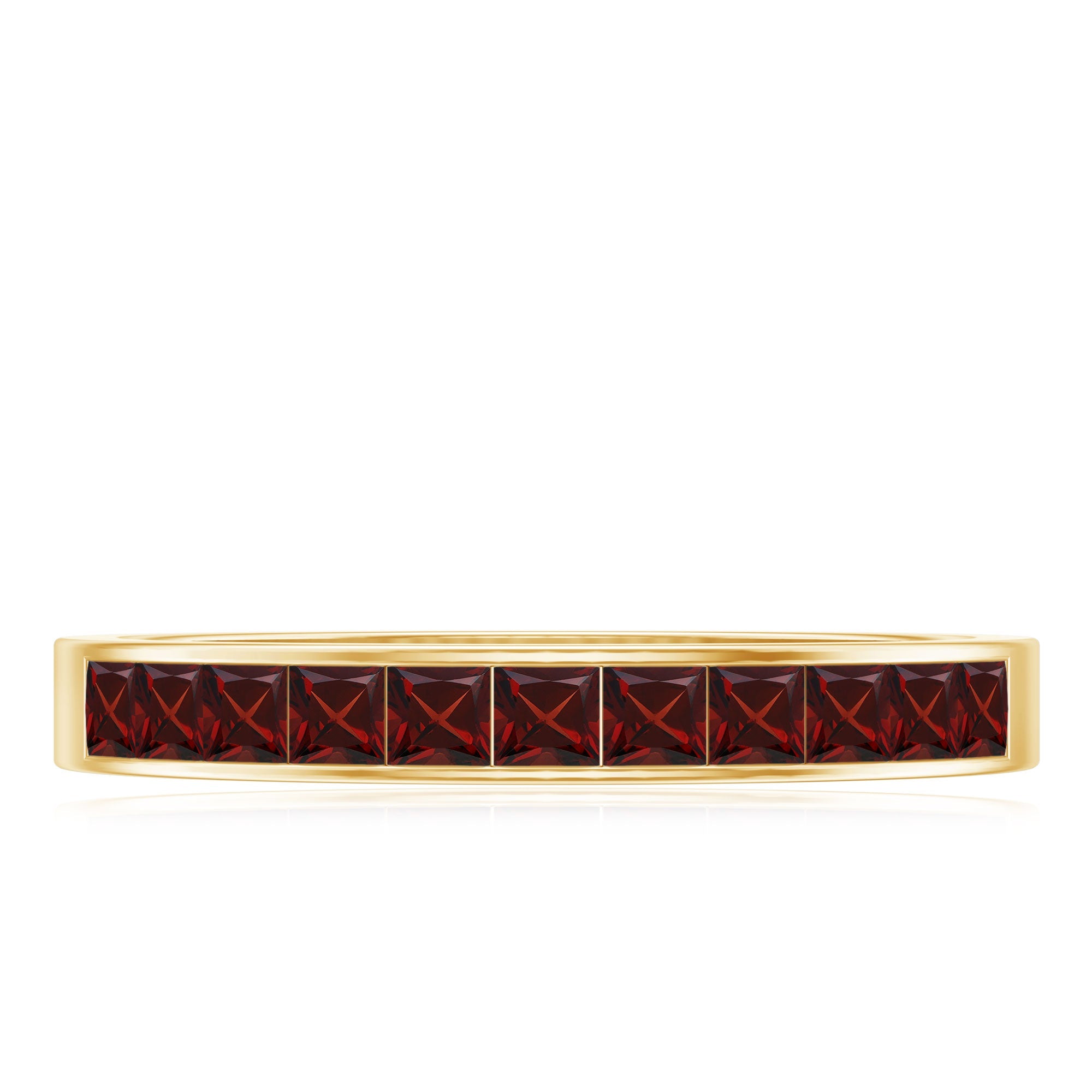 Natural Princess Cut Garnet Half Eternity Ring in Channel Set