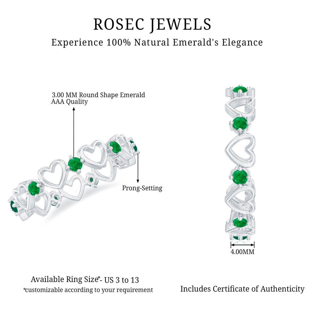 Minimalist Emerald Heart Shape Wedding Band