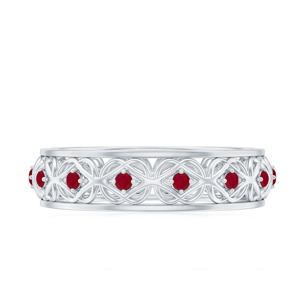 Natural Ruby Celtic Knot Wedding Band for Women