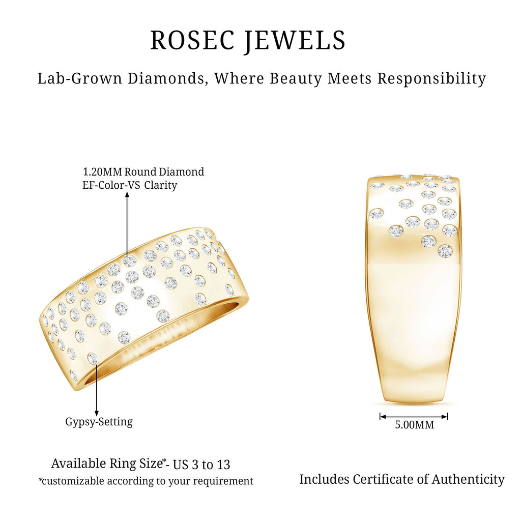 Lab Grown Diamond Wide Wedding Band With Certificate