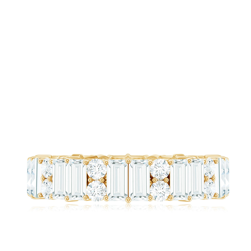 Round and Baguette Cut Moissanite Eternity Wedding Band