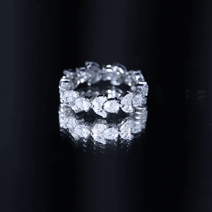 Certified Moissanite Leaf Eternity Band Ring for Women