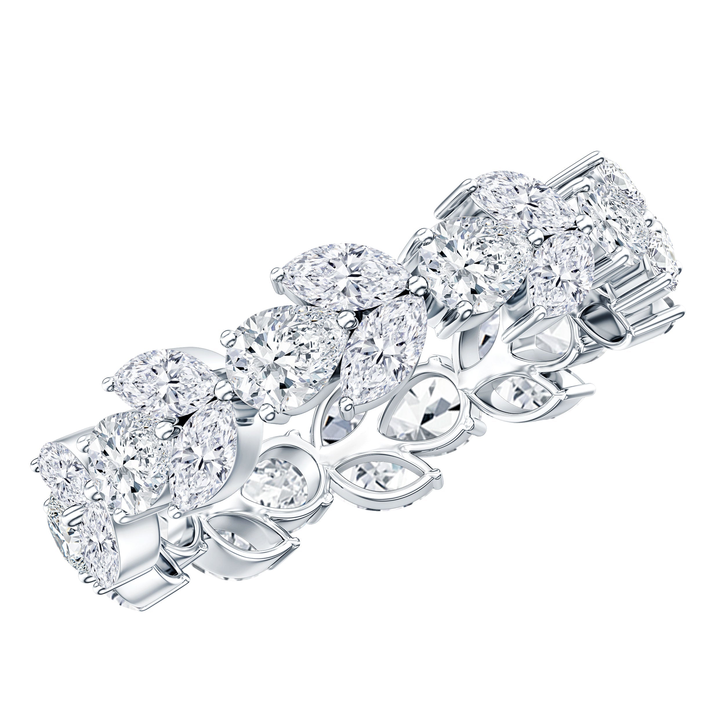 Certified Moissanite Leaf Eternity Band Ring for Women