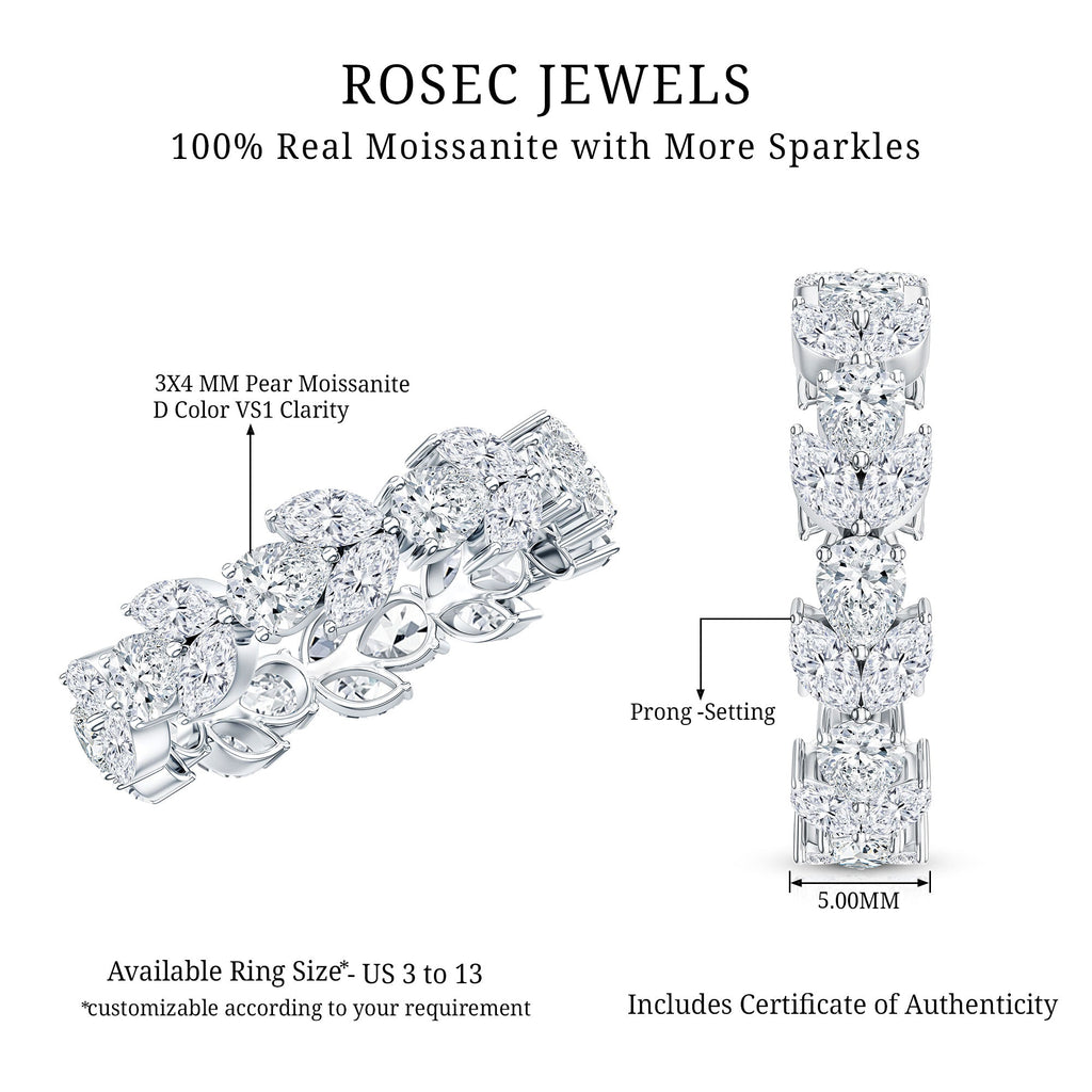 Certified Moissanite Leaf Eternity Band Ring for Women
