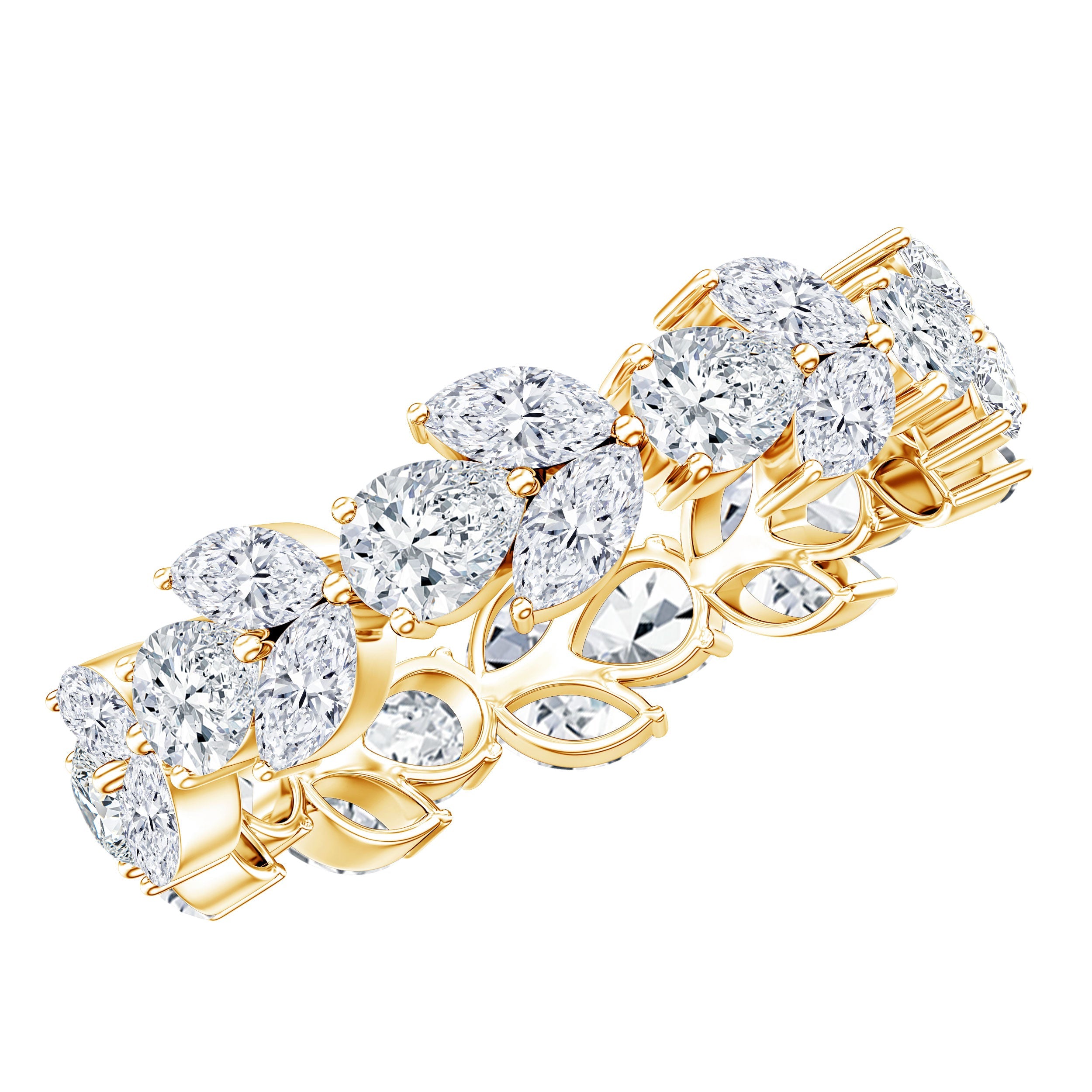 Certified Moissanite Leaf Eternity Band Ring for Women