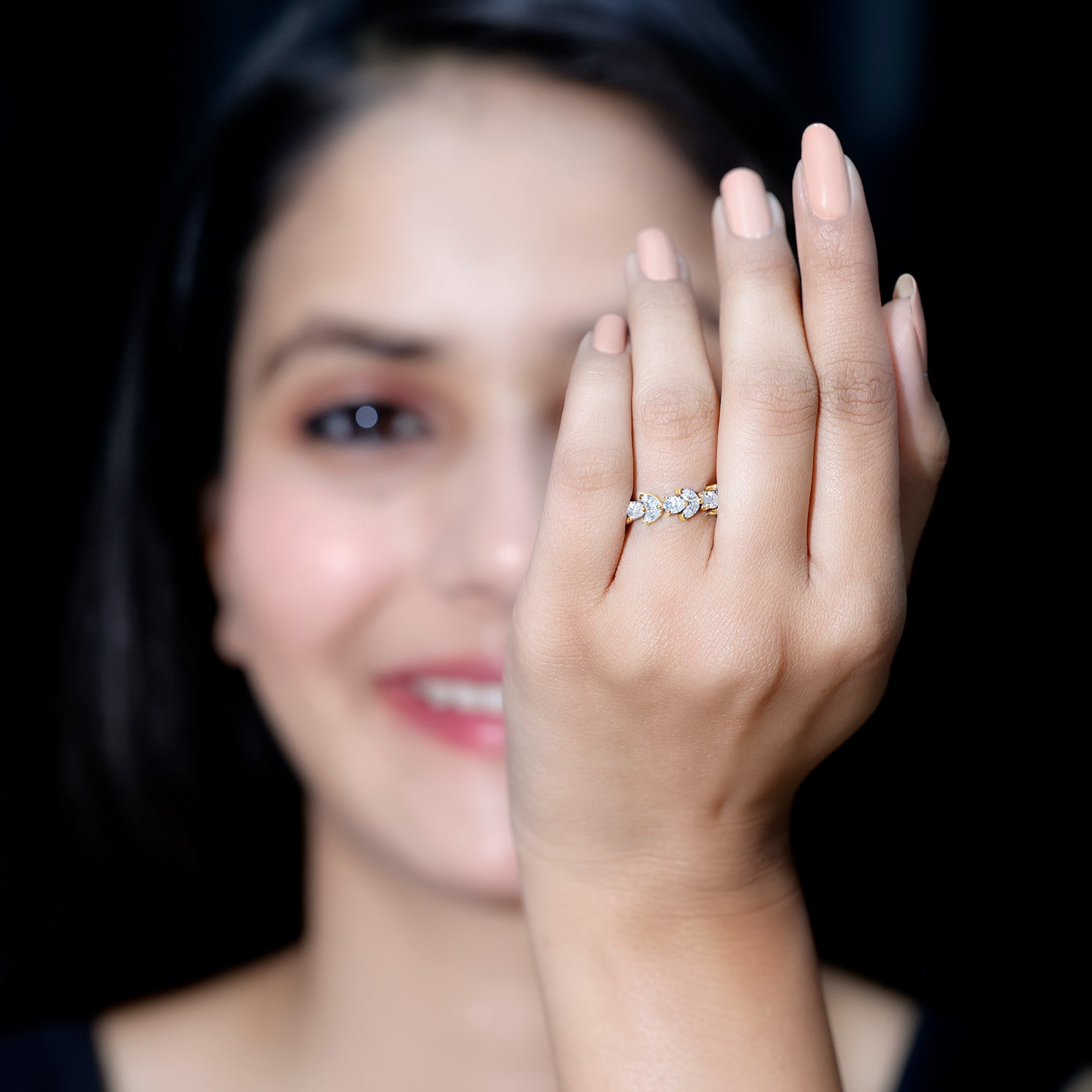 Certified Moissanite Leaf Eternity Band Ring for Women