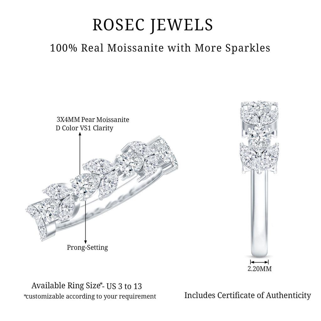 Marquise and Pear Cut Moissanite Half Eternity Band