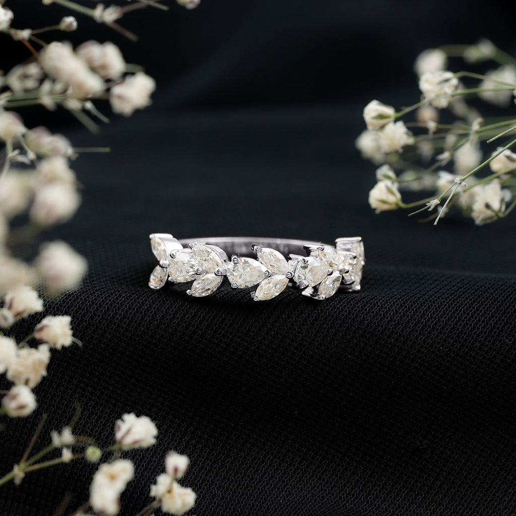 Marquise and Pear Cut Moissanite Half Eternity Band