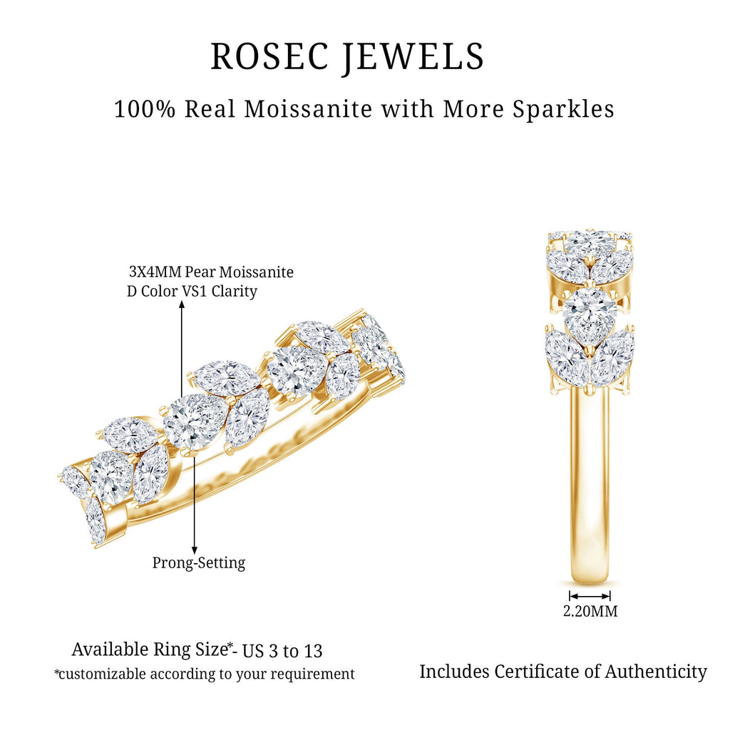 Marquise and Pear Cut Moissanite Half Eternity Band
