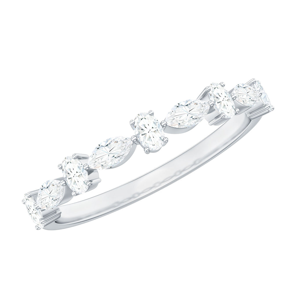 Marquise and Oval Shape Moissanite Half Eternity Ring