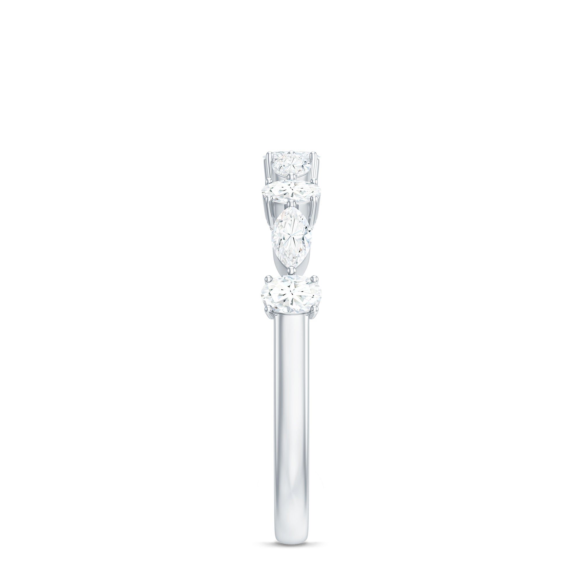 Marquise and Oval Shape Moissanite Half Eternity Ring