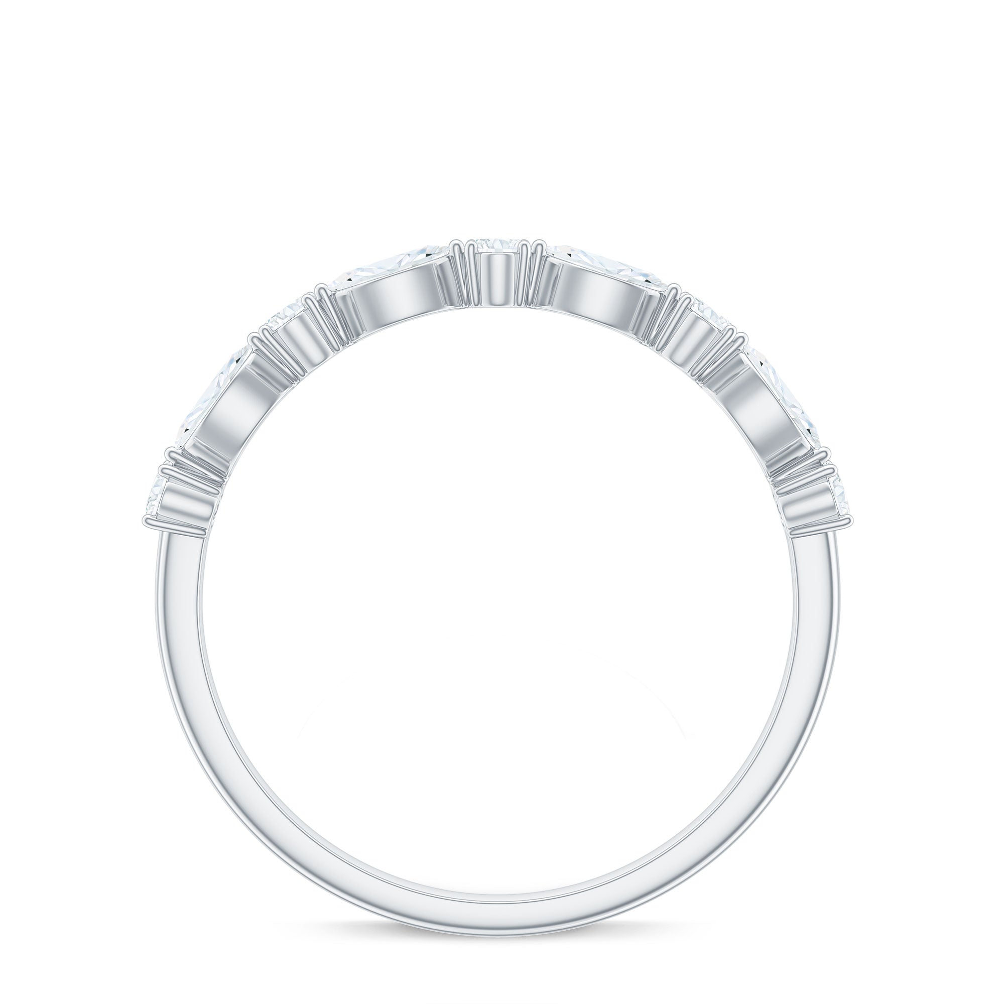 Marquise and Oval Shape Moissanite Half Eternity Ring