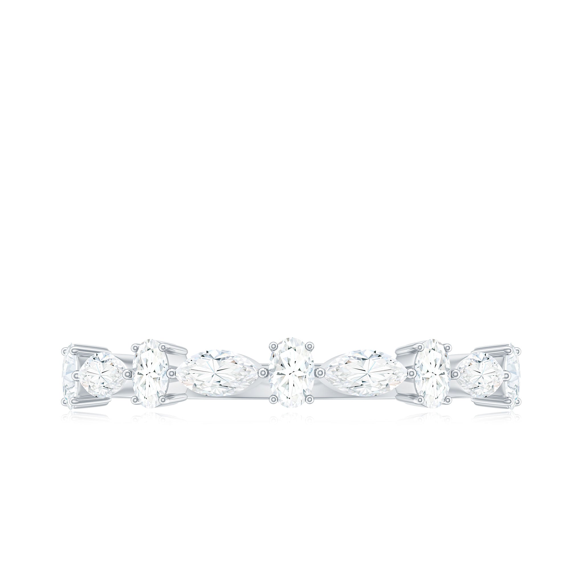 Marquise and Oval Shape Moissanite Half Eternity Ring