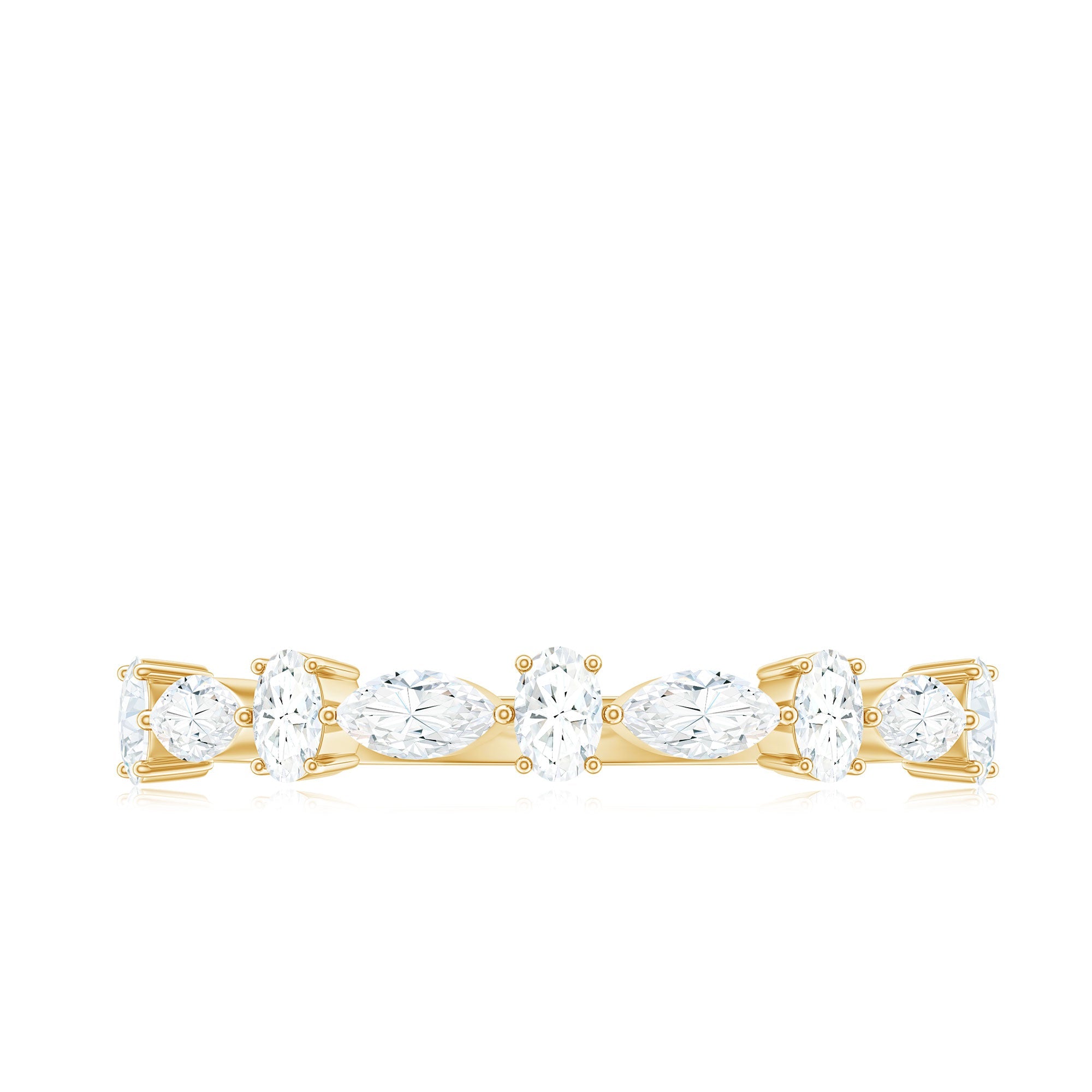 Marquise and Oval Shape Moissanite Half Eternity Ring