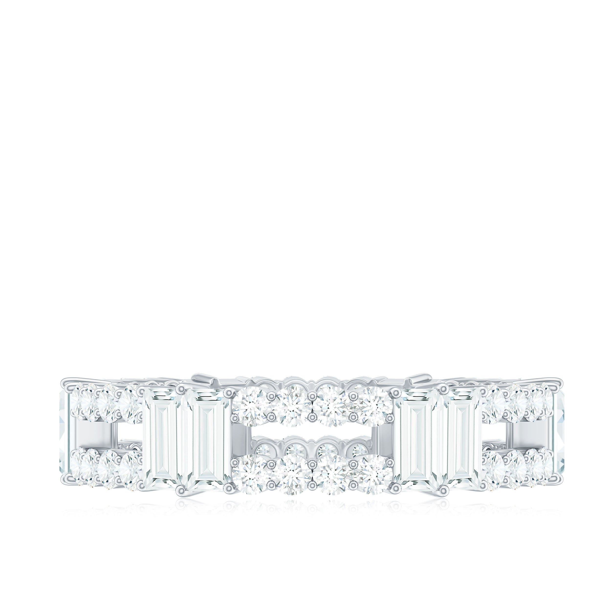 Unique Moissanite Eternity Wedding Band Ring