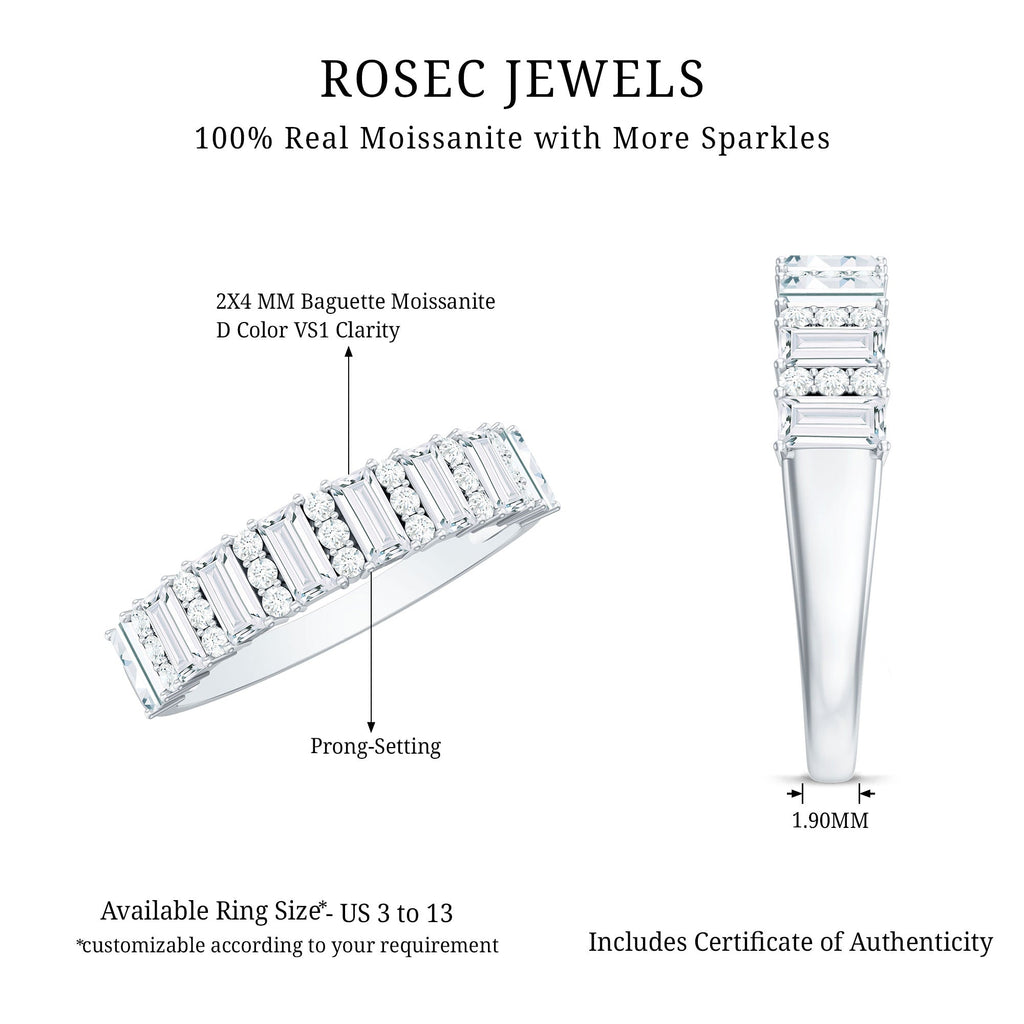 Certified Baguette Moissanite Half Eternity Band Ring for Women