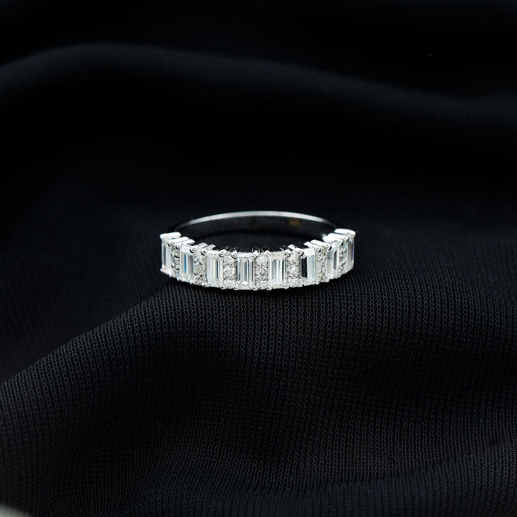 Certified Baguette Moissanite Half Eternity Band Ring for Women