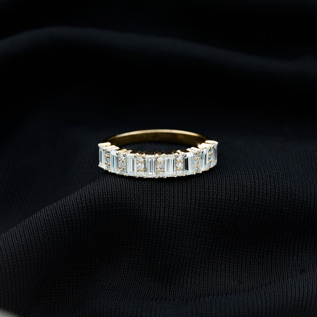 Certified Baguette Moissanite Half Eternity Band Ring for Women