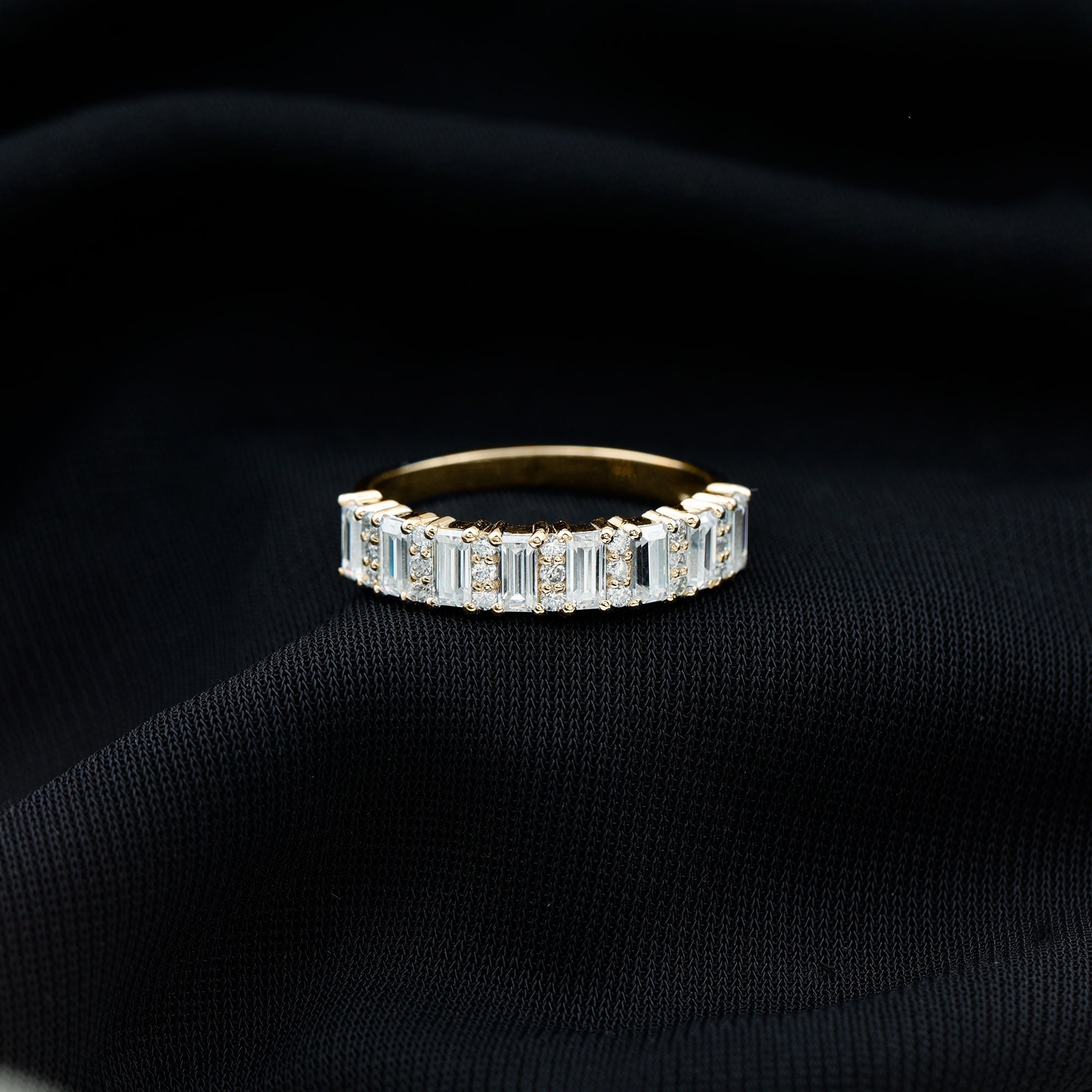 Certified Baguette Moissanite Half Eternity Band Ring for Women