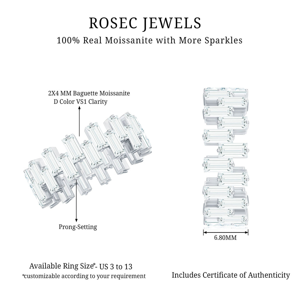 Certified Moissanite Baguette Eternity Band Ring