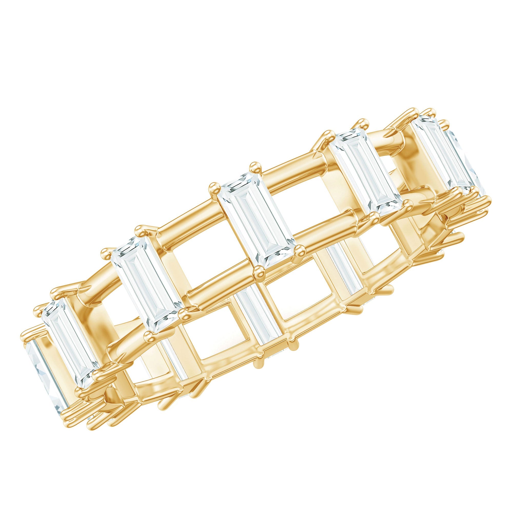 Moissanite Baguette Wedding Band with Certificate