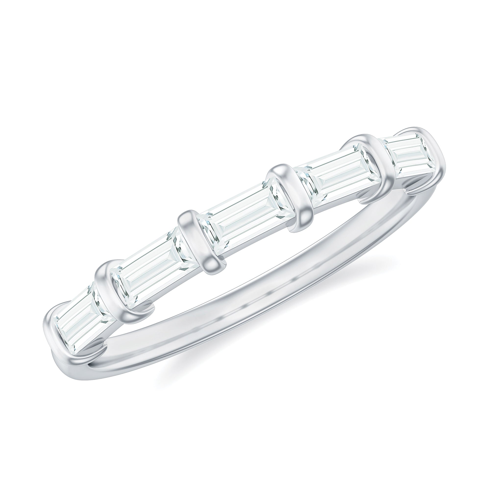 East West Set Moissanite Half Eternity Ring for Her