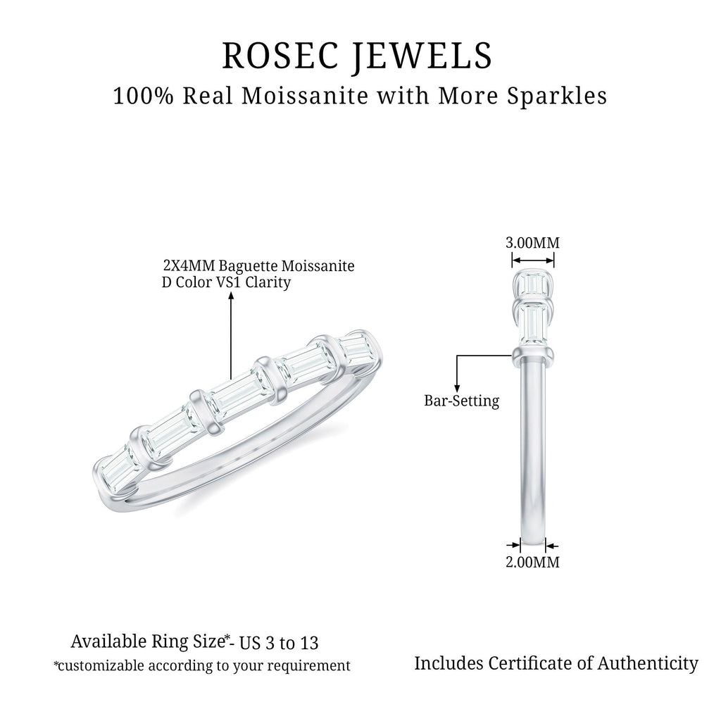 East West Set Moissanite Half Eternity Ring for Her