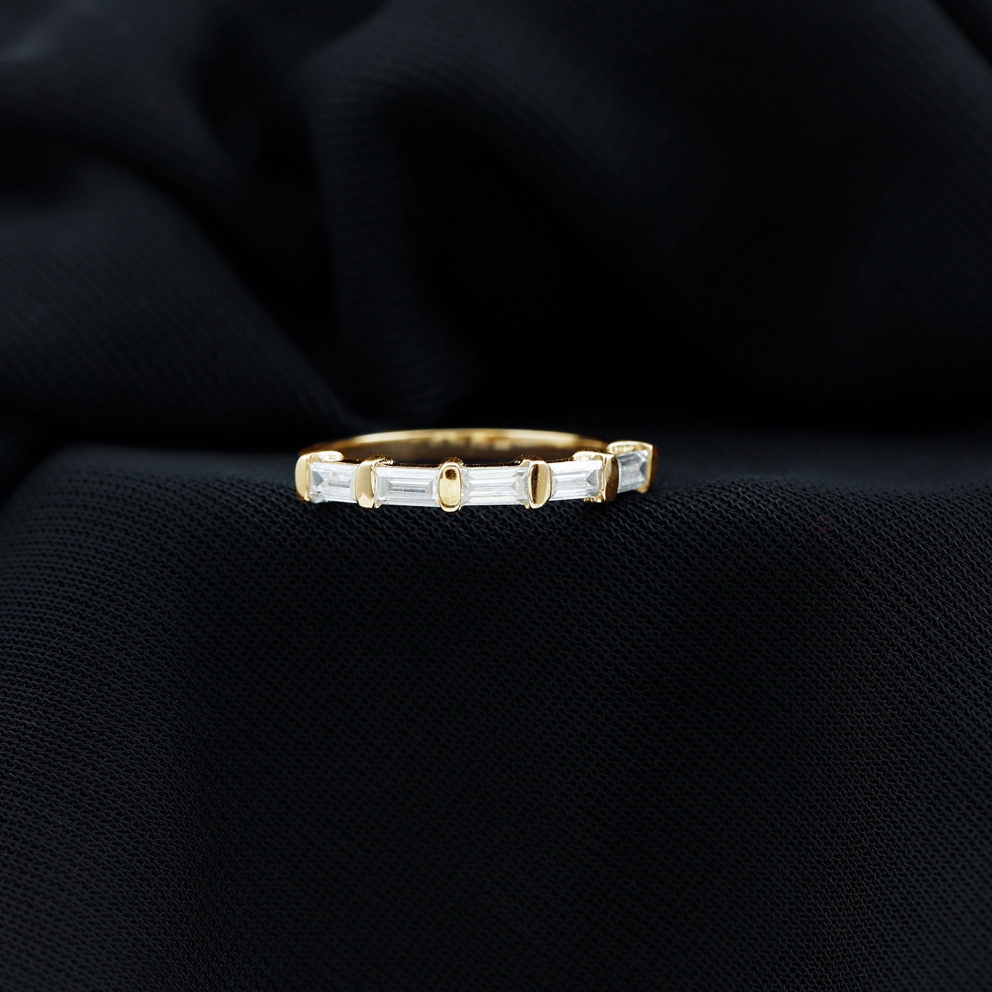 East West Set Moissanite Half Eternity Ring for Her