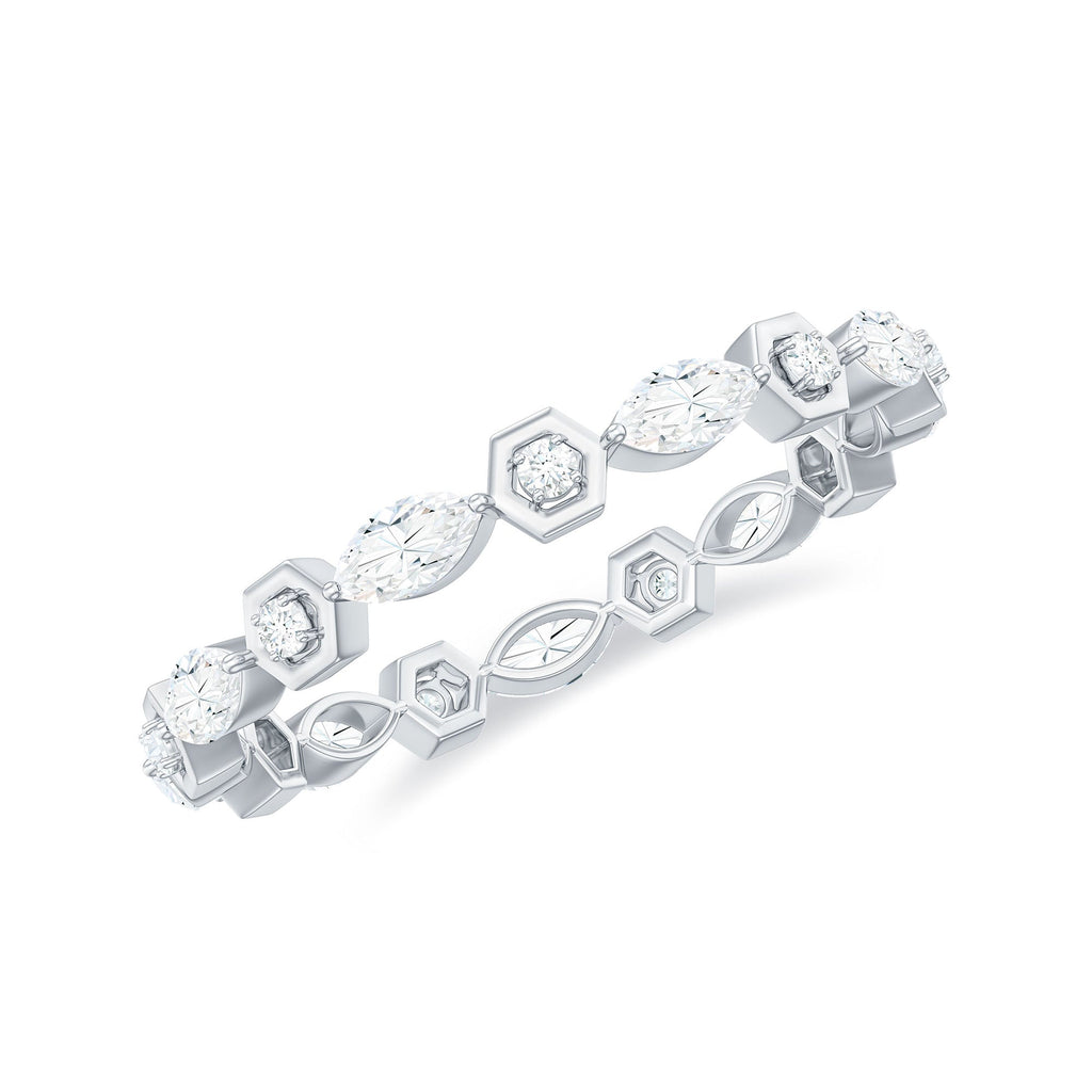 Certified Moissanite Contemporary Eternity Ring