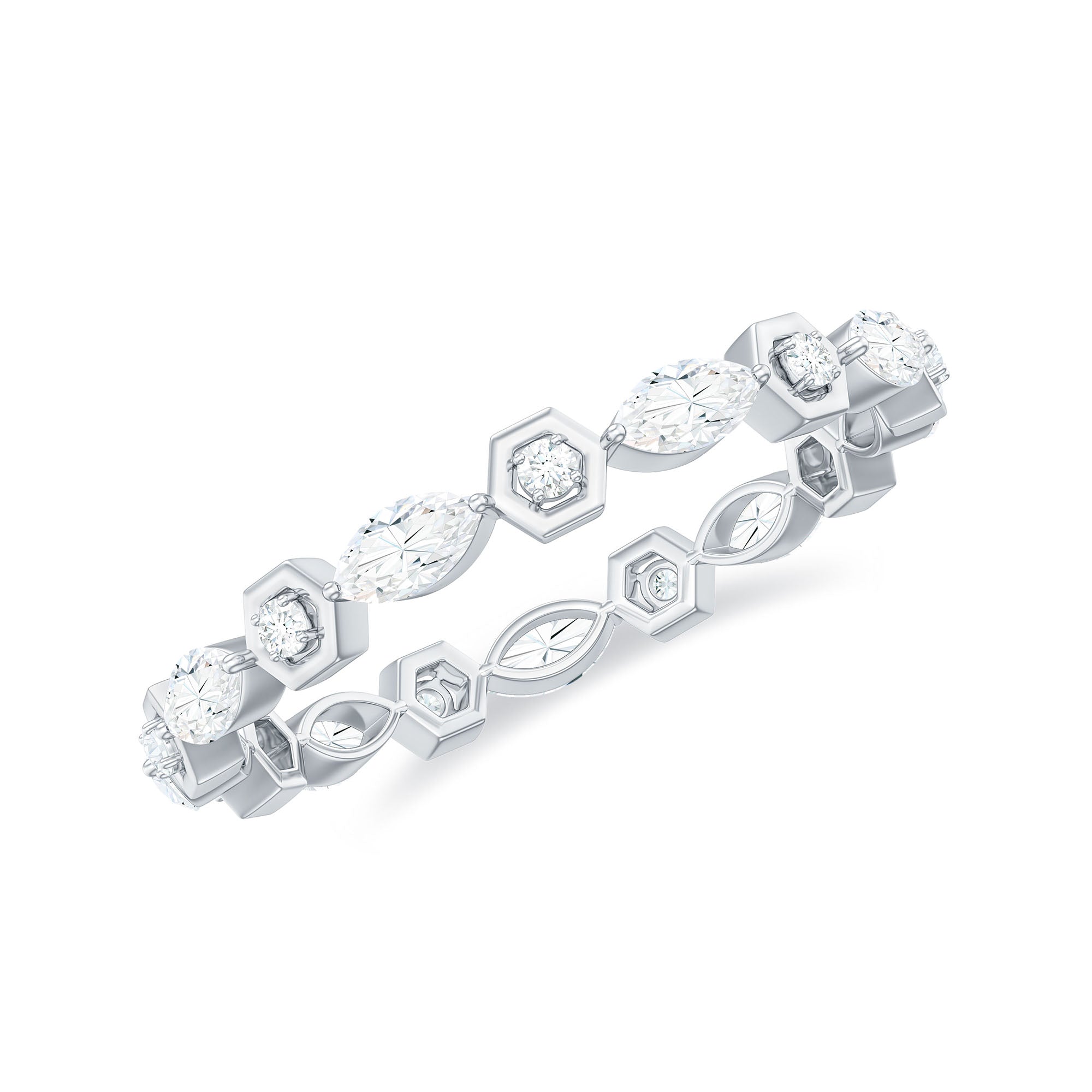 Certified Moissanite Contemporary Eternity Ring