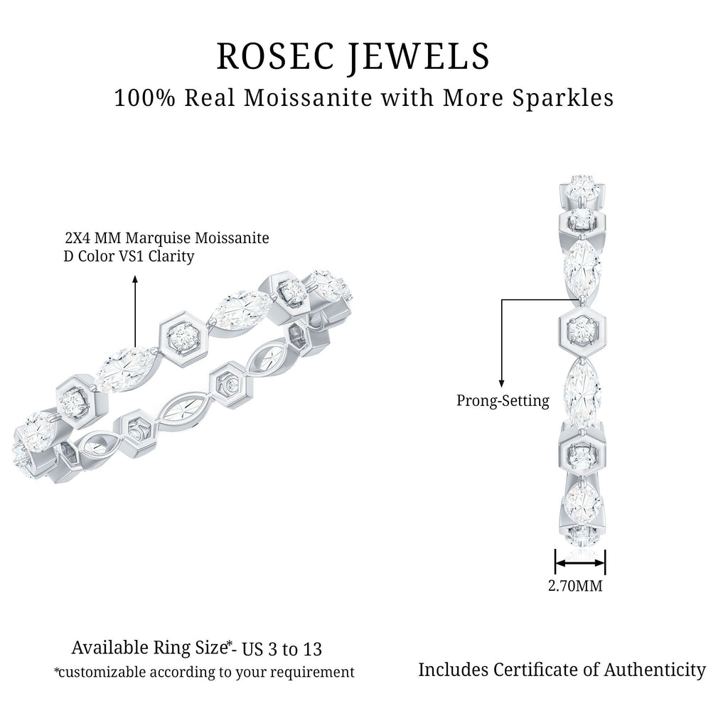 Certified Moissanite Contemporary Eternity Ring