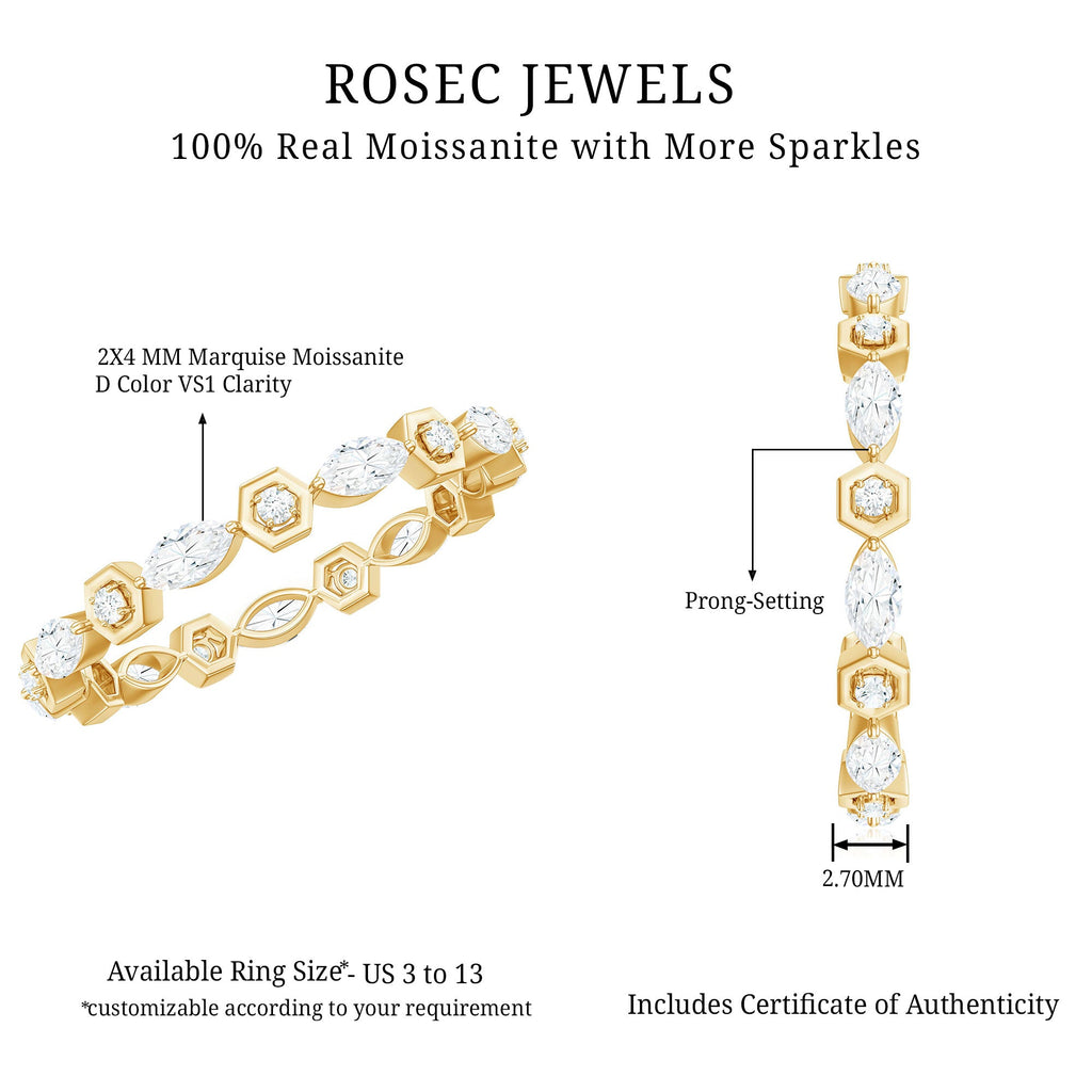 Certified Moissanite Contemporary Eternity Ring