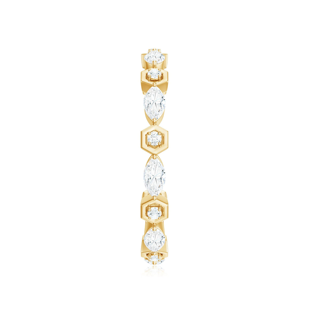 Certified Moissanite Contemporary Eternity Ring