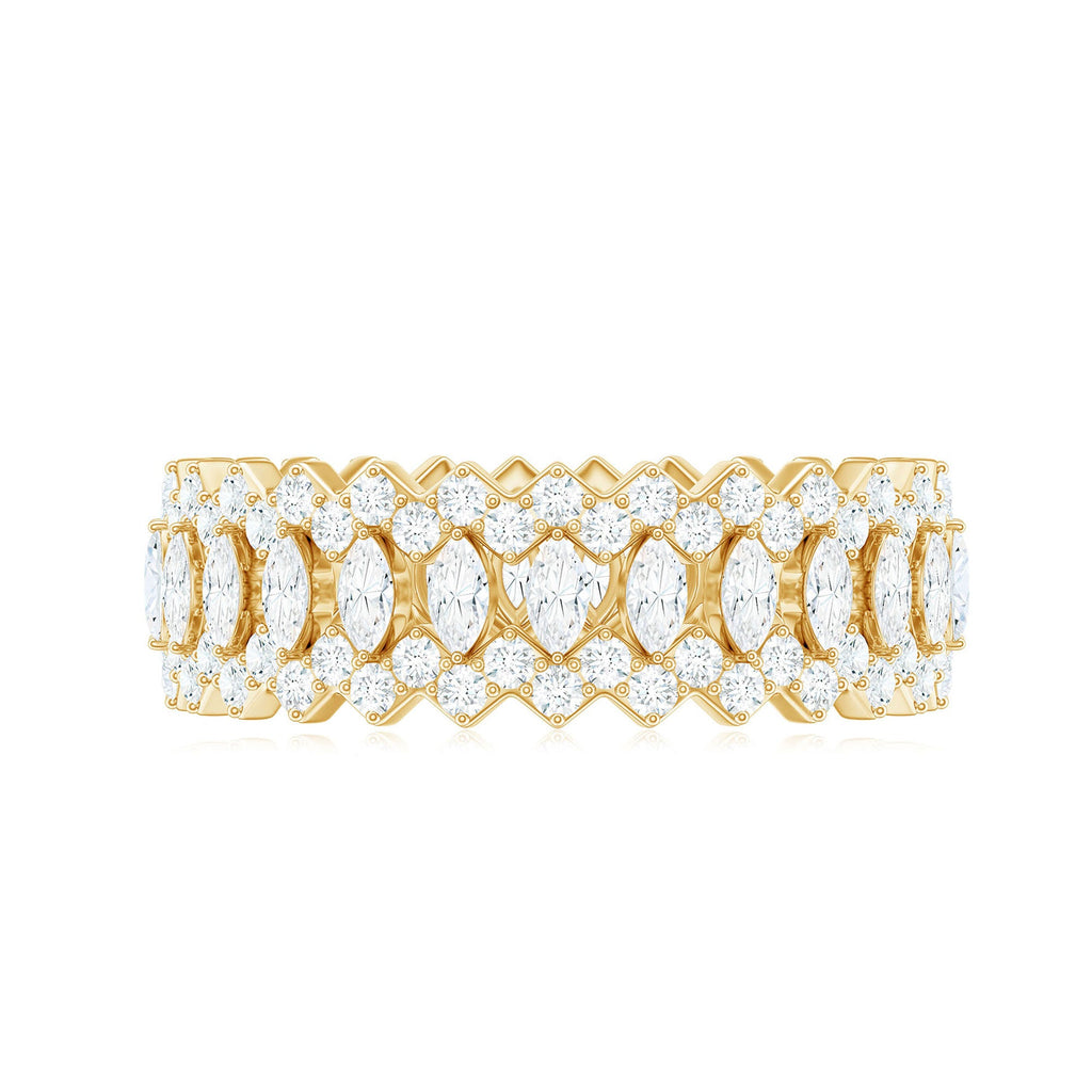 Certified Wide Moissanite Designer Wedding Band