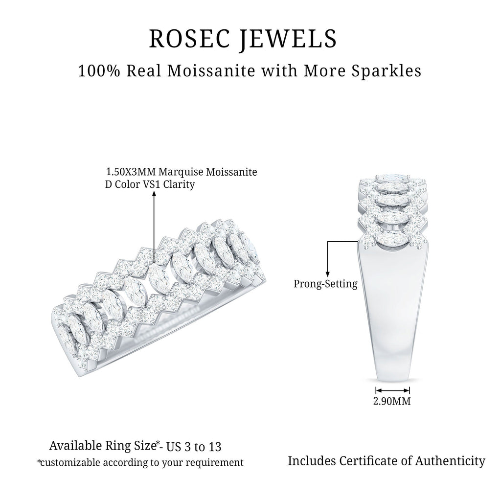 Certified Moissanite Designer Half Eternity Band Ring