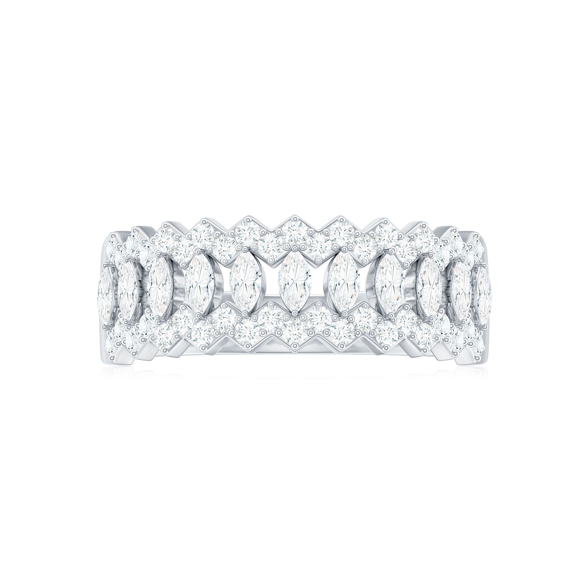 Certified Moissanite Designer Half Eternity Band Ring