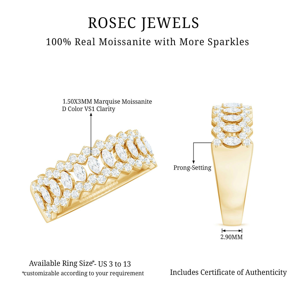 Certified Moissanite Designer Half Eternity Band Ring