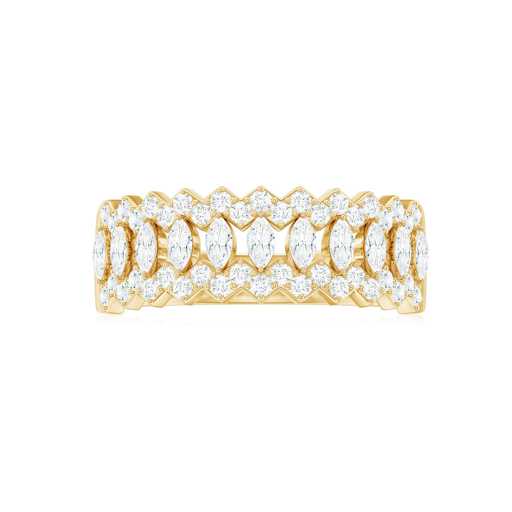 Certified Moissanite Designer Half Eternity Band Ring