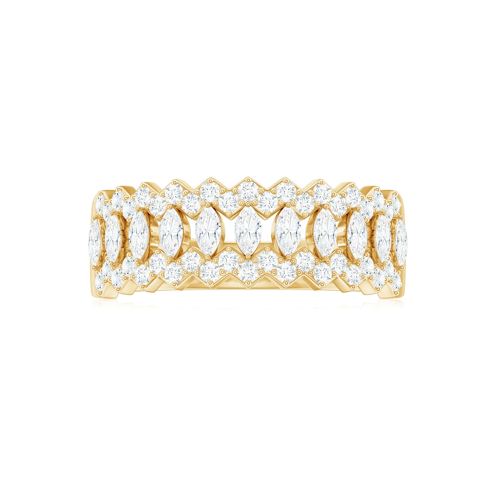 Certified Moissanite Designer Half Eternity Band Ring