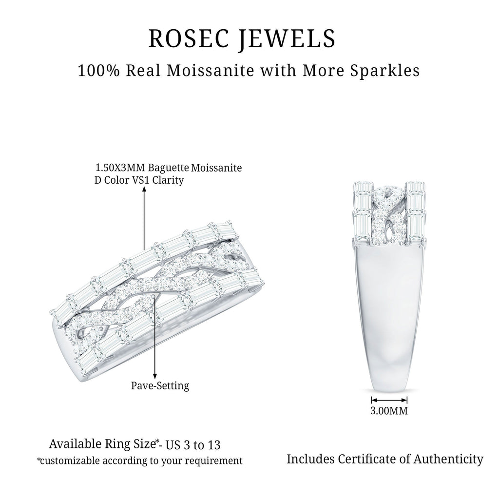 Infinity Style Moissanite Half Eternity Band Ring