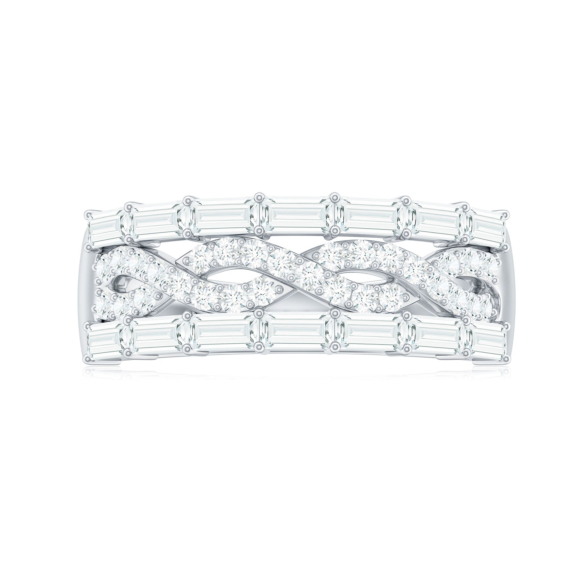 Infinity Style Moissanite Half Eternity Band Ring