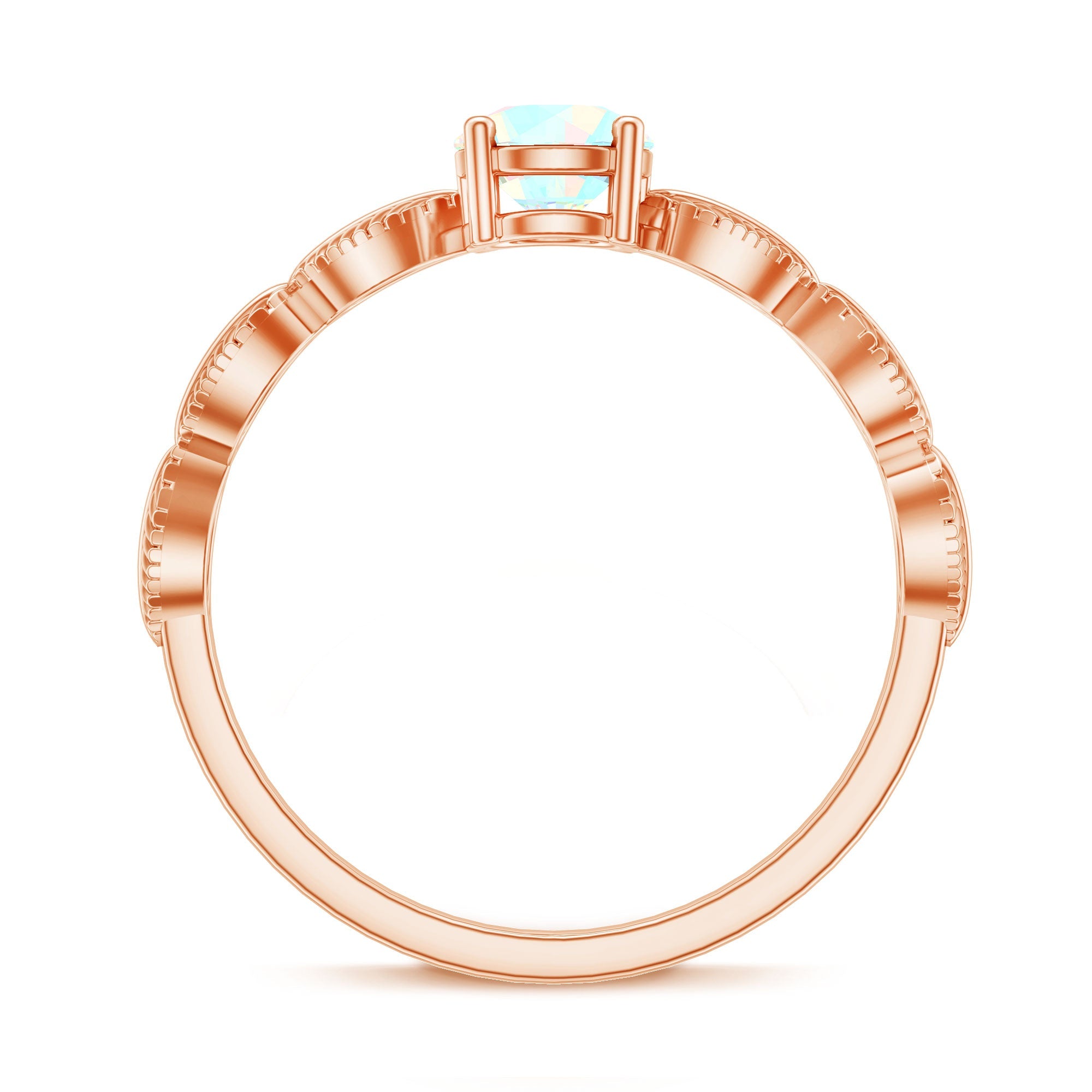 Nature Inspired Solitaire Ethiopian Rainbow Opal Leaf Ring