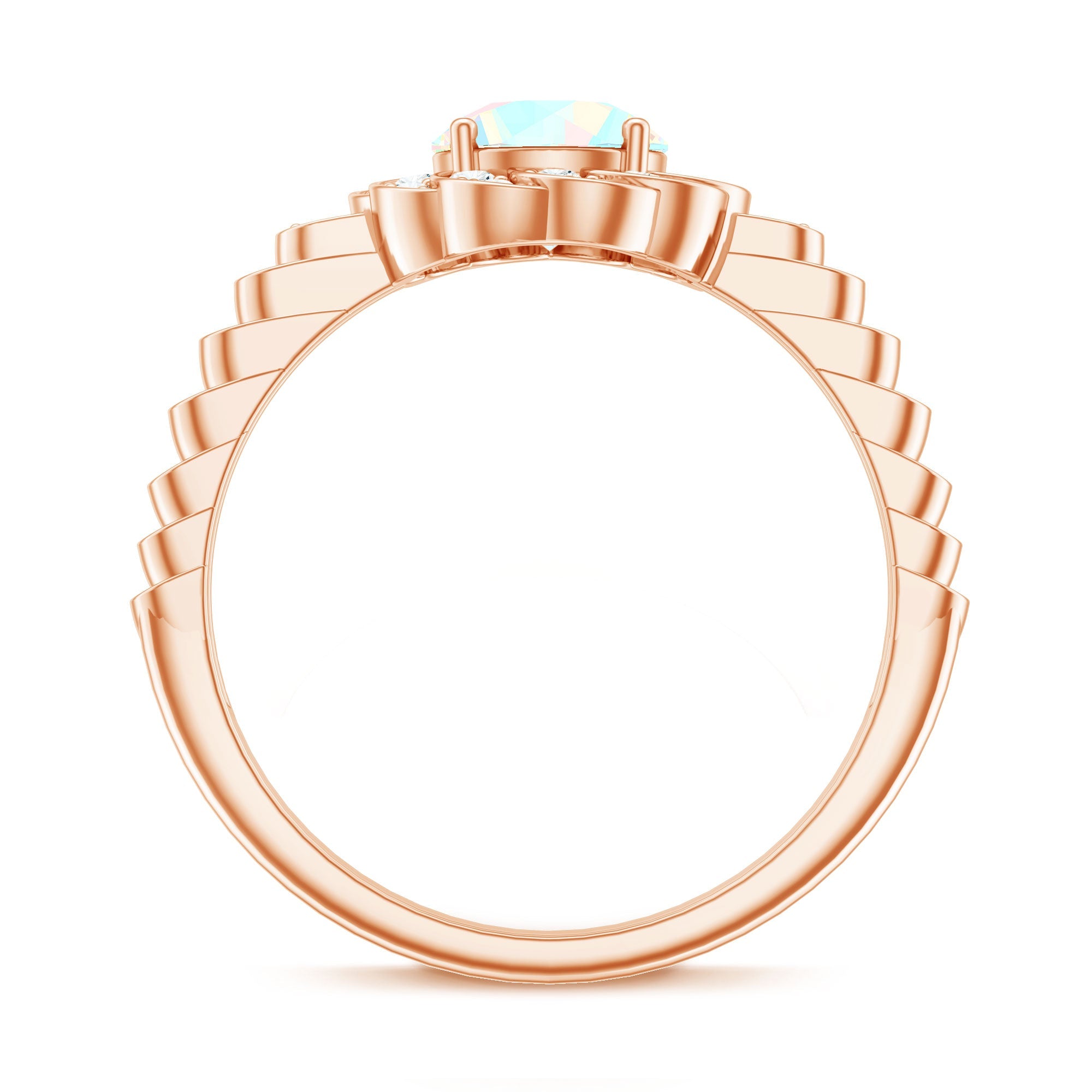 Vintage Looking Ethiopian Opal Flower Engagement Ring with Diamond