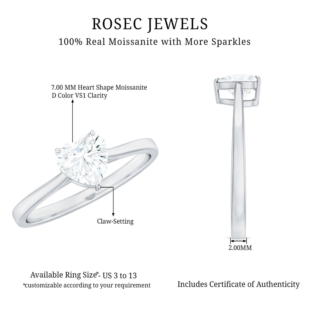 Certified 1.5 Carat Moissanite Heart Ring For Women