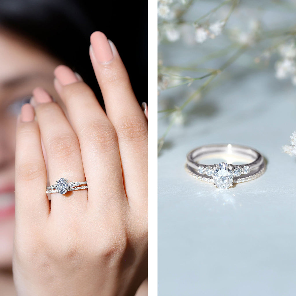 IGI Certified 1 Carat Lab Grown Diamond Engagement Ring with Wedding Band